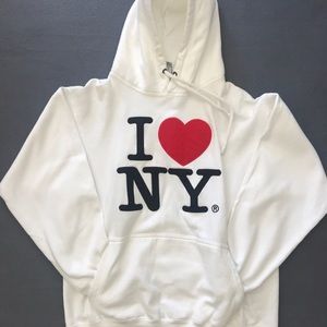 I Love NY White Hooded Sweatshirt